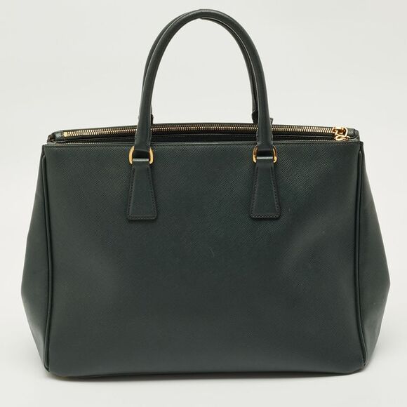 Prada Dark Green Saffiano Lux Leather Large Galleria Double Zip Tote - Picture 4 of 7